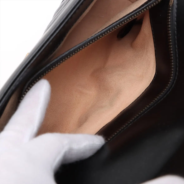 Gucci Black Leather GG Marmont Medium Shoulder Bag [Clearance Sale]