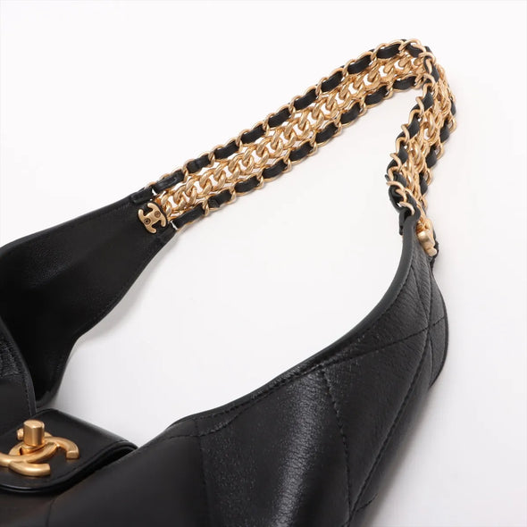 Chanel Black Leather Hobo Bag [Clearance Sale]