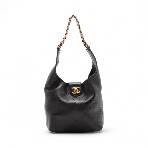 Chanel Black Leather Hobo Bag [Clearance Sale]