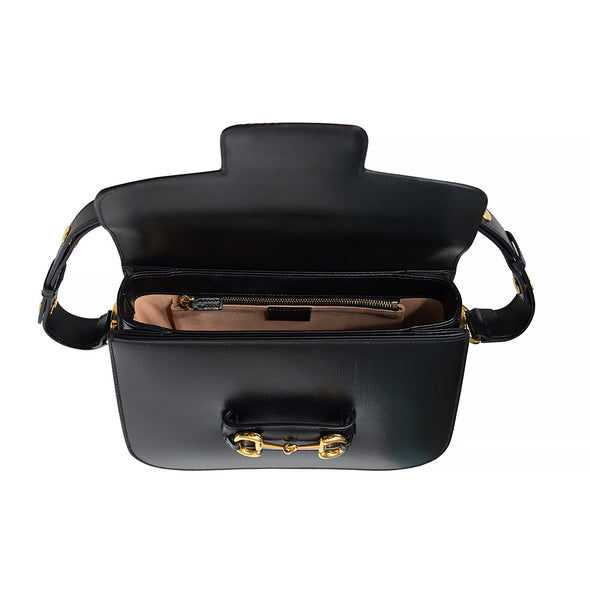 Black Leather Horsebit 1955 Shoulder Bag