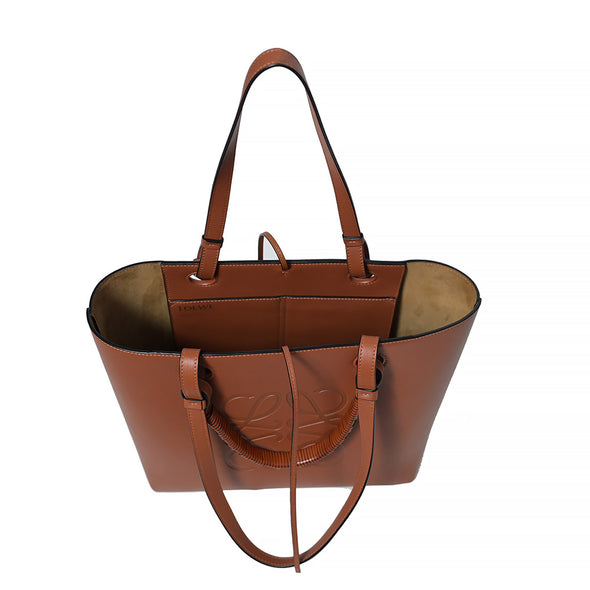 Tan Classic Calfskin Leather Small Anagram Tote Bag (Rented Out)