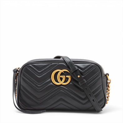 Gucci Black Leather GG Marmont Small Camera Bag [Clearance Sale]