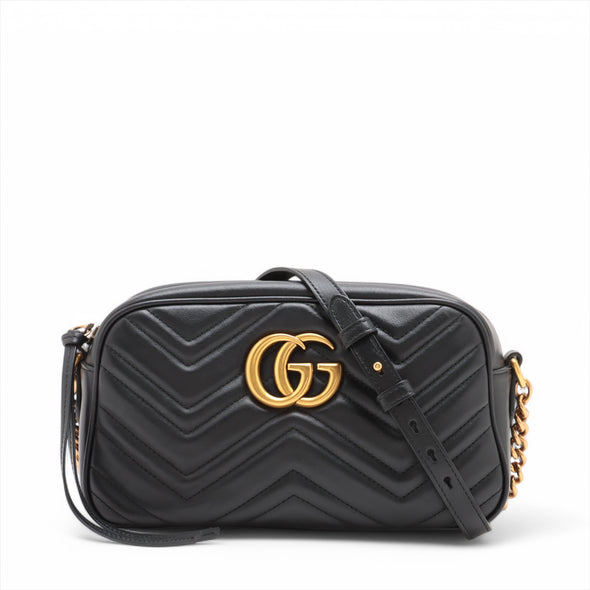 Gucci Black Leather GG Marmont Small Camera Bag [Clearance Sale]