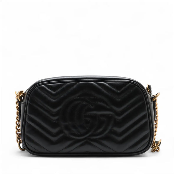 Gucci Black Leather GG Marmont Small Shoulder Bag [Clearance Sale]