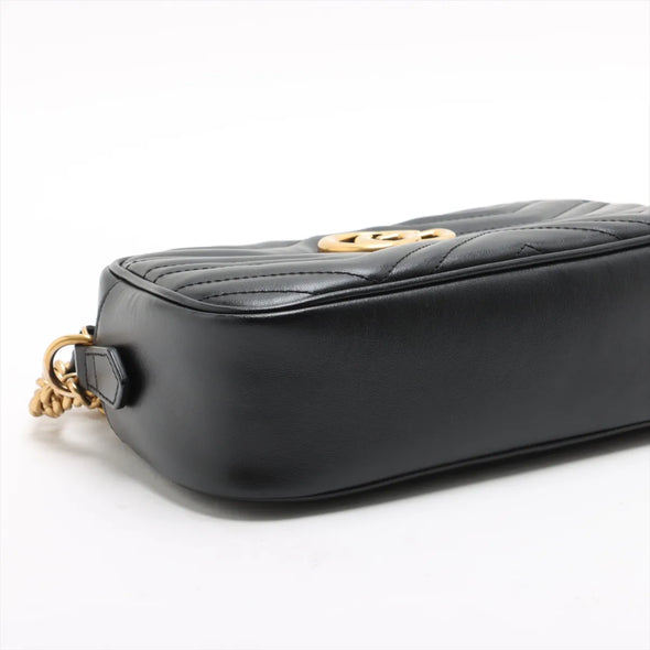 Gucci Black Leather GG Marmont Small Shoulder Bag [Clearance Sale]