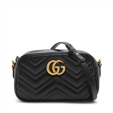 Gucci Black Leather GG Marmont Small Shoulder Bag [Clearance Sale]