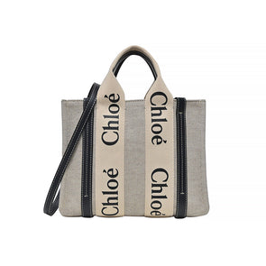 Black/Beige Canvas Small Woody Tote - 3 (Rented Out)