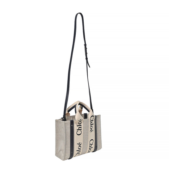 Black/Beige Canvas Small Woody Tote (Rented Out)