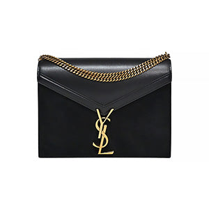 Black Leather and Suede Cassandra Medium Chain Bag