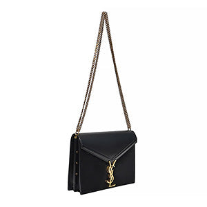 Black Leather and Suede Cassandra Medium Chain Bag