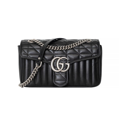 Black GG Marmont Matelasse Small Shoulder Bag (Rented Out)