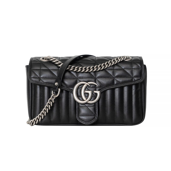 Black GG Marmont Matelasse Small Shoulder Bag