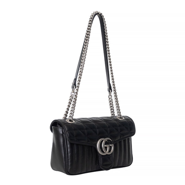 Black GG Marmont Matelasse Small Shoulder Bag