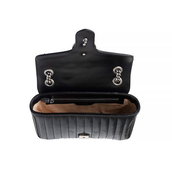 Black GG Marmont Matelasse Small Shoulder Bag