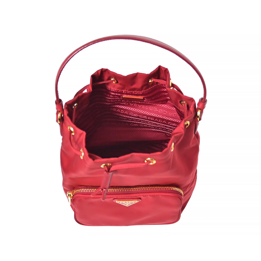 Prada small 2025 nylon bucket bag