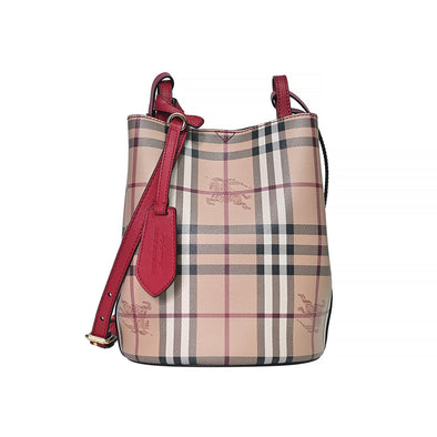 Burberry Poppy Red Vintage Check Small Lorne Bucket Bag [Clearance Sale]