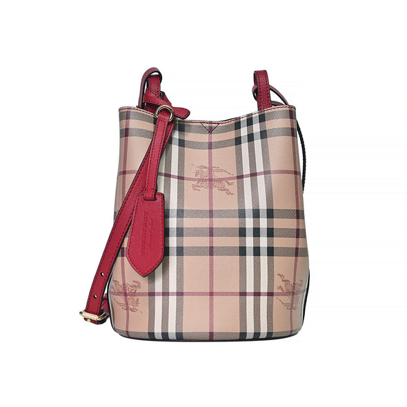 Burberry Poppy Red Vintage Check Small Lorne Bucket Bag [Clearance Sale]