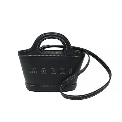 Black Leather Tropicalia Micro Bag