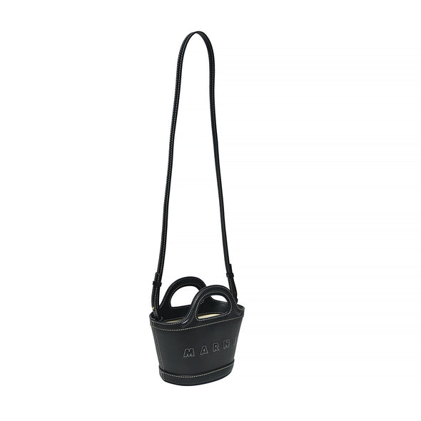 Black Leather Tropicalia Micro Bag