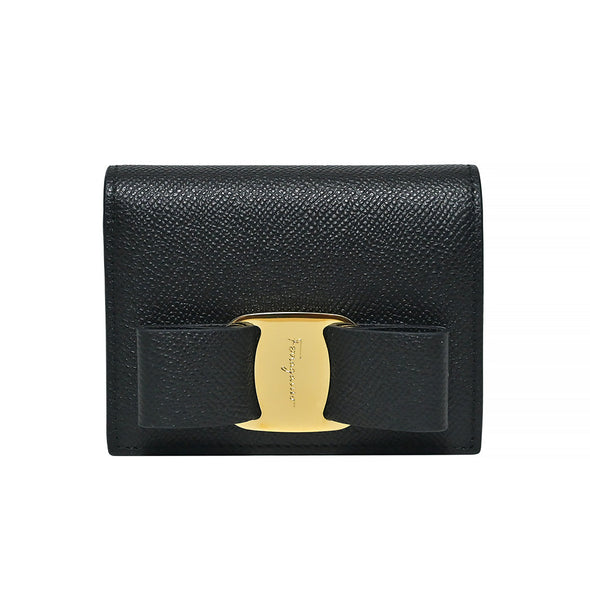 Nero Vara Bow Grained Calfskin Leather Compact Wallet - 2
