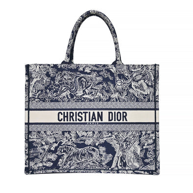 Blue Toile de Jouy Embroidery Large Dior Book Tote - 2 (Rented Out)