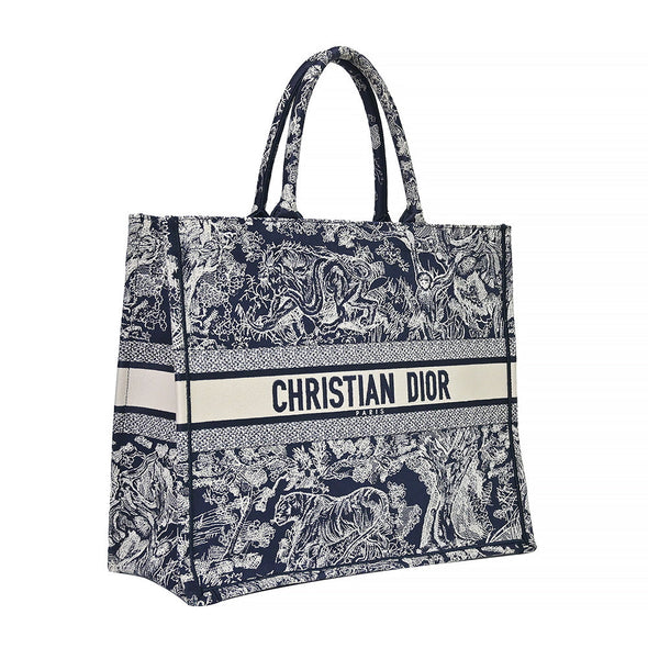 Blue Toile de Jouy Embroidery Large Dior Book Tote - 2 (Rented Out)