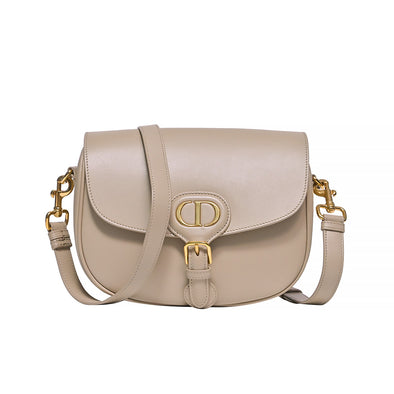 Beige Box Calfskin Leather Medium Dior Bobby Bag (Rented Out)