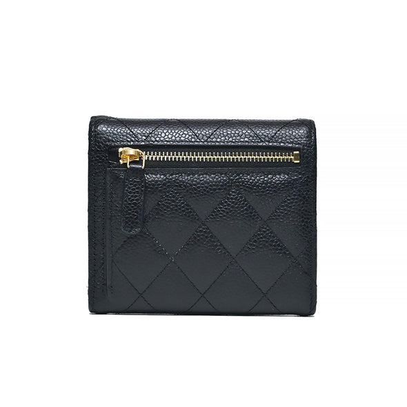Black Classic Caviar Compact Wallet (Goldtone Metal Hardware)  (Rented Out)