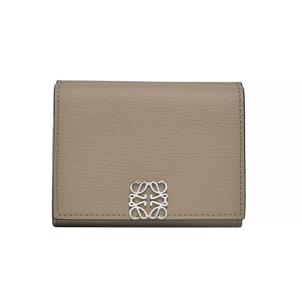 Sand Grained Calfskin Anagram Trifold Wallet