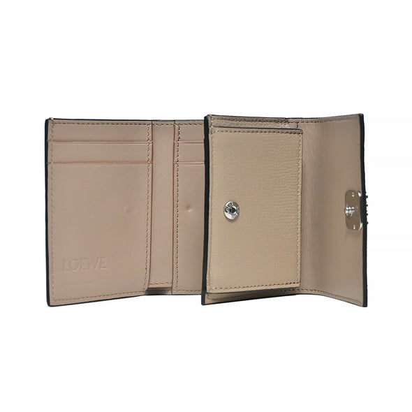 Sand Grained Calfskin Anagram Trifold Wallet