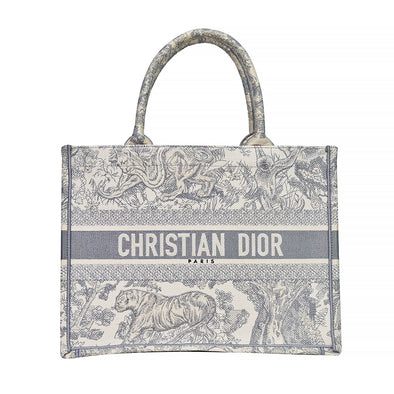 Christian Dior Gray Toile de Jouy Embroidery Medium Book Tote [Clearance Sale]