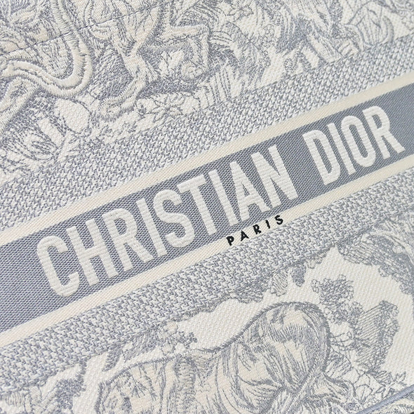 Christian Dior Gray Toile de Jouy Embroidery Medium Book Tote [Clearance Sale]