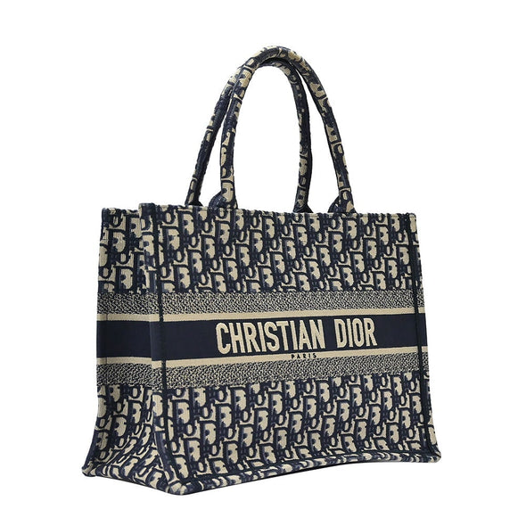 Christian Dior Blue Oblique Embroidery Medium Book Tote - 5 [Clearance Sale]