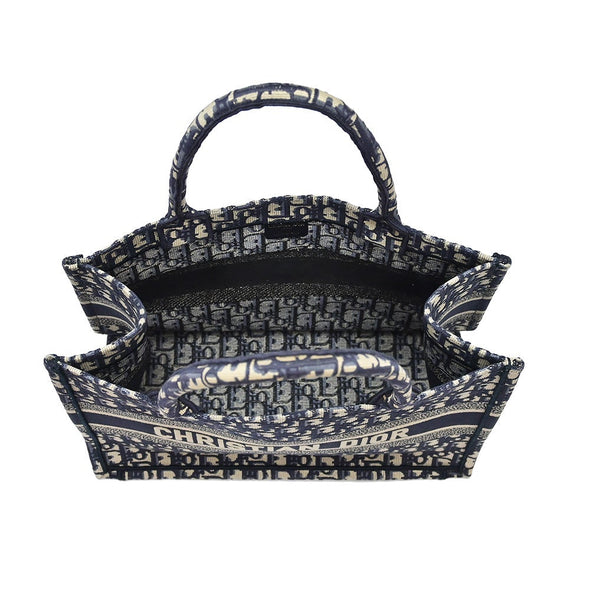 Blue Dior Oblique Embroidery Medium Book Tote - 5 (Rented Out)