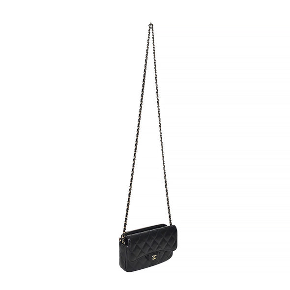 Black Quilted Caviar Phone Holder with Chain Bag (Rented Out)