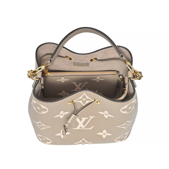 Tourterelle Creme Bicolour Monogram Empreinte Leather Neonoe MM (Rented Out)