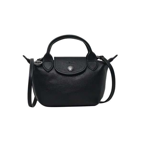 Black Le Pliage Cuir Crossbody Bag With Top Handle - 2
