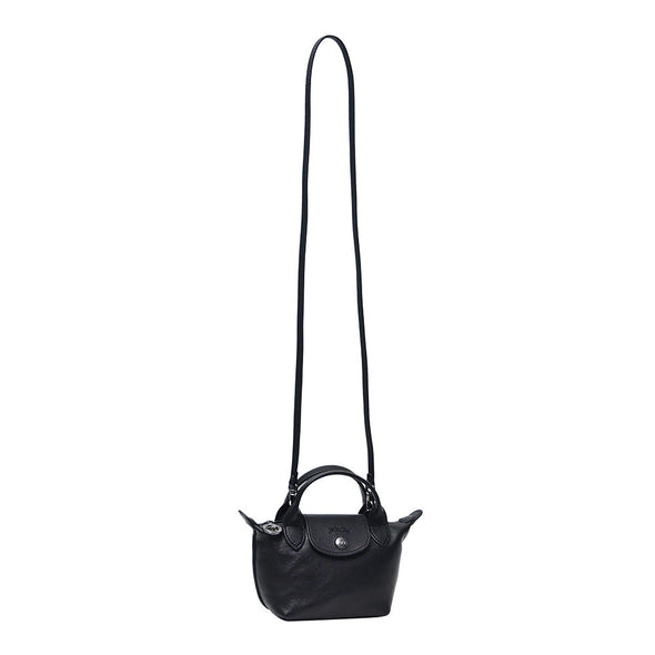 Black Le Pliage Cuir Crossbody Bag With Top Handle - 2