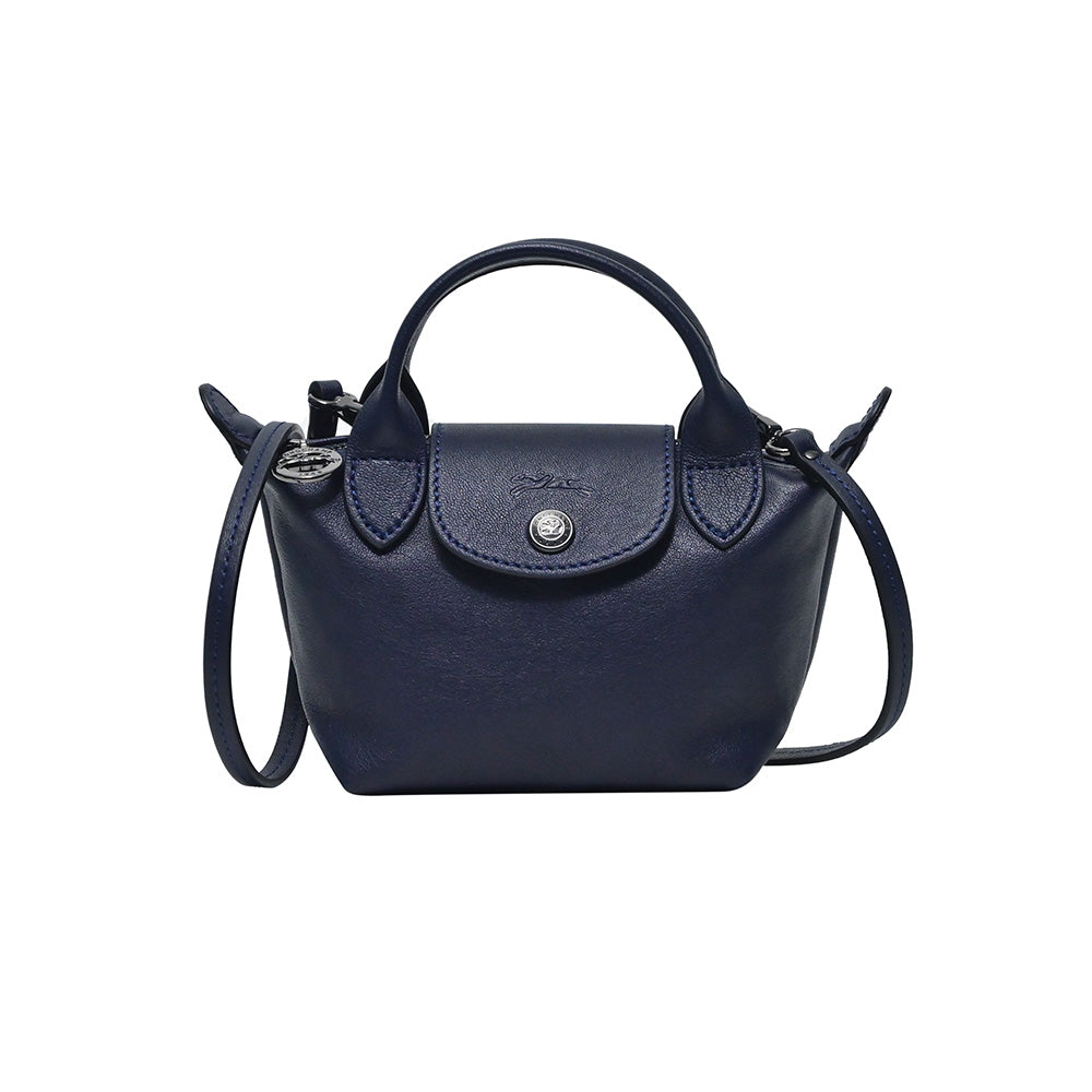 Longchamp Navy Le Pliage Cuir Crossbody Bag With Top Handles – www