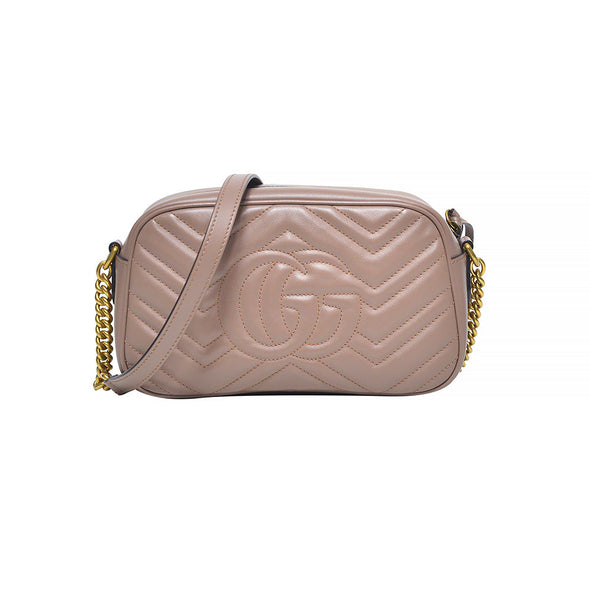 Dusty Pink GG Marmont Small Matelasse Shoulder Bag - 3