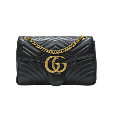 Black GG Marmont Matelasse Small Shoulder Bag (Antique Goldtone Hardware) (Rented Out)