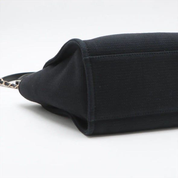 Chanel Black Canvas Deauville MM Shopping Tote [Clearance Sale]