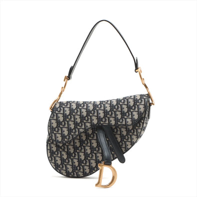 Christian Dior Blue Dior Oblique Embroidery Saddle Bag [Clearance Sale]