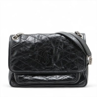 Saint Laurent Black Vintage Leather Nikki Medium Shoulder Bag [Clearance Sale]