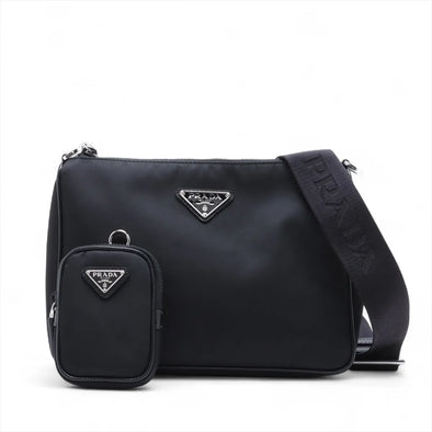 Prada Black Re-Nylon and Saffiano Leather Shoulder Bag [Clearance Sale]