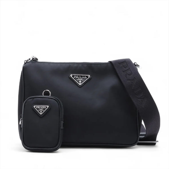 Prada Black Re-Nylon and Saffiano Leather Shoulder Bag [Clearance Sale]