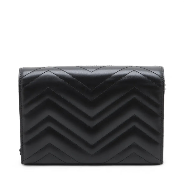 Gucci Black Leather GG Marmont Chain Wallet  [Clearance Sale]