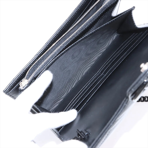 Gucci Black Leather GG Marmont Chain Wallet  [Clearance Sale]