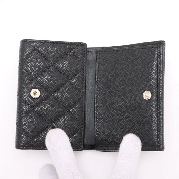 Chanel Black Caviar Calfskin Compact Wallet [Clearance Sale]