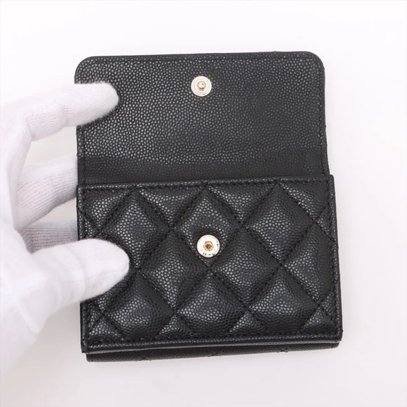 Chanel Black Caviar Calfskin Compact Wallet [Clearance Sale]